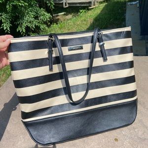 Black & white striped Nine West shoulder bag